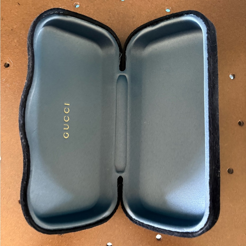Gucci Light Blue Eyeglass Case with Gold Logo